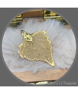Gold Dipped Leaf Vintage Necklace Pendant  1” X 1.25” - £5.40 GBP
