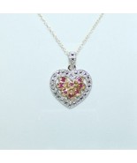 Natural Ruby 0.25ctw Diamond Heart Pendant Necklace 14k Yellow Gold over... - $1,154.85 MXN
