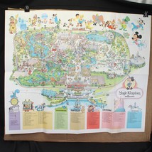 Walt Disney Vintage 1979 Magic Kingdom World Park Guide Map Souvenir 31 x 38&quot; - £131.01 GBP