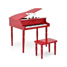 30-Key Wood Toy Kids Grand Piano with Bench and Music Rack-Red - Color: Red - $2,608.08 MXN