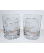 RARE BNGI PAC MAN &amp; GHOST FROSTED GLASS PAIR OF 4 1/8&quot; OLD FASHIONED GLA... - €55,61 EUR