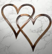 Double Hearts Metal Wall Accents Copper/Bronze 11&quot; tall - £17.44 GBP