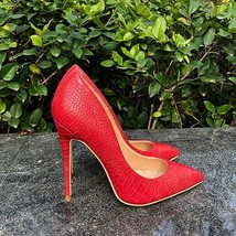  Red  Pattern Sexy Women Pointed Toe Stiletto Extremly High Heels, Ladies Slip o - £56.79 GBP