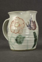 Vintage NC Studio Art Pottery HART Hand Painted Spring Flowers Milk Pitcher - $29.01