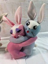 Pair of Knickerbocker Embraceables Pink and Blue Hugging Bunnies Vintage Rabbit - $24.18