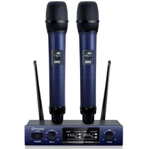Wireless Microphones System, Metal Dual Channel Uhf Dynamic Microphone, Cordless - £83.15 GBP