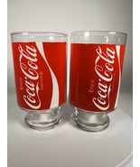 2 COCA COLA COKE 32 Oz Large Tumbler Pedestal Glasses Vintage - £13.97 GBP