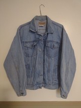 Wrangler Hero Denim Jean Trucker Jacket Mens M Light Blue Denim HAS 90s ... - $21.49