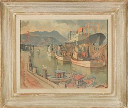 &quot;Fisherman&#39;s Wharf&quot; by Louis Macouillard Framed Print 16&quot;x11 1/2&quot; - £226.54 GBP