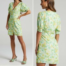 SHOWPO Feronia Dress Fresh Floral Green Retro Print Size 4 Summer Casual - £28.22 GBP