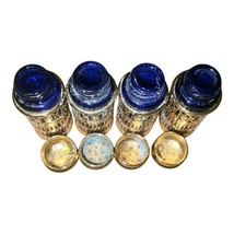 Vintage F.B. Rogers Cobalt Blue & Brass Salt Pepper Shakers Set of 4 w/ Box image 8