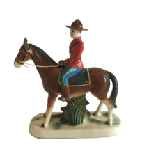 Vintage Royal Canadian Mounted Police Ceramic Figurine On Horse - £23.59 GBP