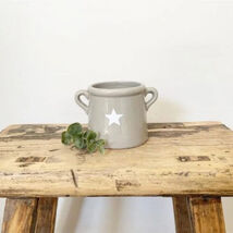 Ceramic Pot with white star - Grey 8cm - $119.06 MXN