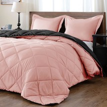 Lightweight Solid Comforter Set (King) With 2 Pillow Shams - 3-Piece Set - Pink  - £72.18 GBP