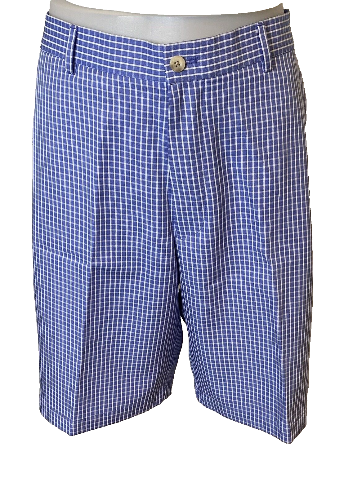 Peter Millar Blue and White Checked Flat Front Shorts Size 36 - $14.24