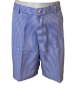 Peter Millar Blue and White Checked Flat Front Shorts Size 36 - $19.53 CAD