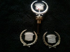 1986-1994 Cadillac ELDORADO/DEVILLE/FLEETWOOD Chrome Hood Ornament&amp;Emblems Oem - £98.36 GBP