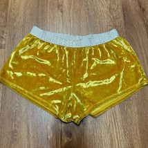 Victoria’s Secret Velvet Pajama Shorts Bottoms Yellow Metallic Size Small  - $14.85