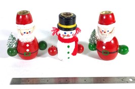 Set of 3 Lenox Wooden Santa Claus &amp; Snowman Christmas Candle Holders - £9.58 GBP