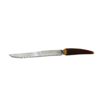 Vtg Mid Century Modern MCM Faux Antler Handled Serrated Knife England Made 13&quot; - £7.99 GBP