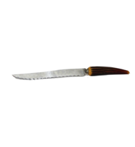 Vtg Mid Century Modern MCM Faux Antler Handled Serrated Knife England Made 13&quot; - £7.92 GBP