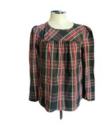 J. Crew Stewart Tartan Plaid Puff Sleeve Poplin Long Sleeve Shirt Size S - $27.37