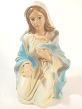 8.25&quot; Mary Blessed Mother NATIVITY Hand painted resin Christmas Jesus White Blue - £19.59 GBP