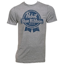 Pabst Blue Ribbon PBR Blue Logo T-Shirt Grey - $34.98