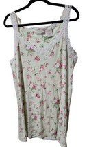 Laura Ashley LG Nightgown 100% Cotton Pink Floral Toile Lace Sleeveless ... - $29.59