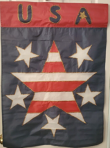 Vintage USA Garden Flag Star Stripes Patriotic Decorative Yard 28x40 - $14.87