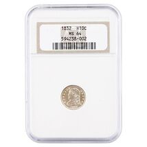 1832 H10C Half Dime Graded by NGC as MS64 Old Holder Key Date - $4,168.00