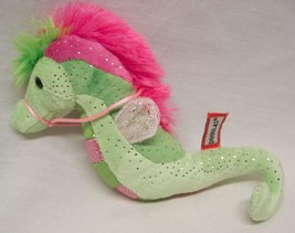 Douglas Soft Bright Green &amp; Pink Seahorse 8&quot; Plush Stuffed Animal Toy - £12.85 GBP