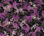 Cotton Fish Animals Aquatic Flowers Shimmer Black Fabric Print by Yard D... - $15.95