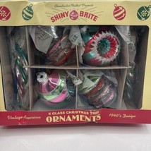 Radko Shiny Brite Glass Christmas Tree Ornaments Set Of 6 1940&#39;s Design - $37.62