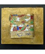 Chinese brass lidded box with enameled design of a dragon in the clouds ... - £55.91 GBP