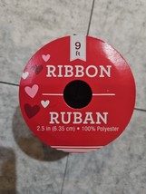 White Hearts On Red Ribbon 2.5 Inch x 9 Feet - $114.57 MXN
