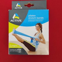Active Pilates Stretch Band Set of 3 Flat Resistance Light, Medium, Heavy - £9.58 GBP