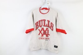Vtg 90s Mens L Distressed Chicago Bulls Basketball Short Sleeve Sweatshirt USA - £51.64 GBP