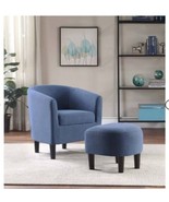 Take-a-Seat Churchill Accent Chair with Ottoman in Blue Fabric - $140.25