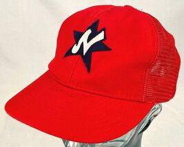 MINOR LEAUGE Baseball Hat-Patch-Mesh Back-Red-Snapback-Vtg - $19.49