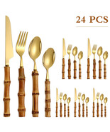 24 PCS High Quality Creative Bamboo Style Stainless Steel Spoon Set - €50,64 EUR