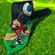 Vtg Looney Tunes Mania Taz Tazmanian Devil Golf  Men's  Black Neck Tie K... - $11.87