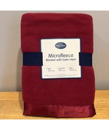 Berkshire Blanket Microfleece Satin Hem Maroon Red Twin Throw - $40.60 CAD