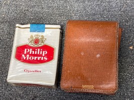 Vtg Meeker Made Leather Cigarette Case Pig W Empty Phillip Morris Cigarette - £19.51 GBP