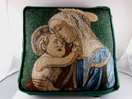 Madonna &amp; Baby Jesus Madison Landing Tapestry &amp; Velvet accent Pillow Chr... - £12.40 GBP