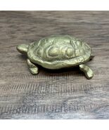 Vintage Ornate Brass Turtle Container Ashtray Tortoise Trinket Box LG JD - $14.85
