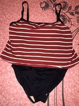L. L. Bean ~ Vtg Women&#39;s Striped One-Piece Swimsuit Bathing Suit USA ~ 10 - £13.85 GBP
