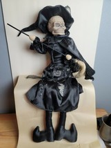 Weird and Scary Light Up Laughing Witch Doll with Skull 30&quot; Posable Broom - £30.95 GBP