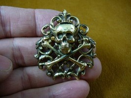 (B-SKULL-30) Skull cross LOVE crossbones filigree Pin pendant pirate los... - £15.33 GBP