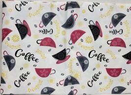 Heavy Flannel Back Vinyl Tablecloth, 52&quot; X 52&quot; Square, Multicolor Coffee Cups,Hs - £12.65 GBP